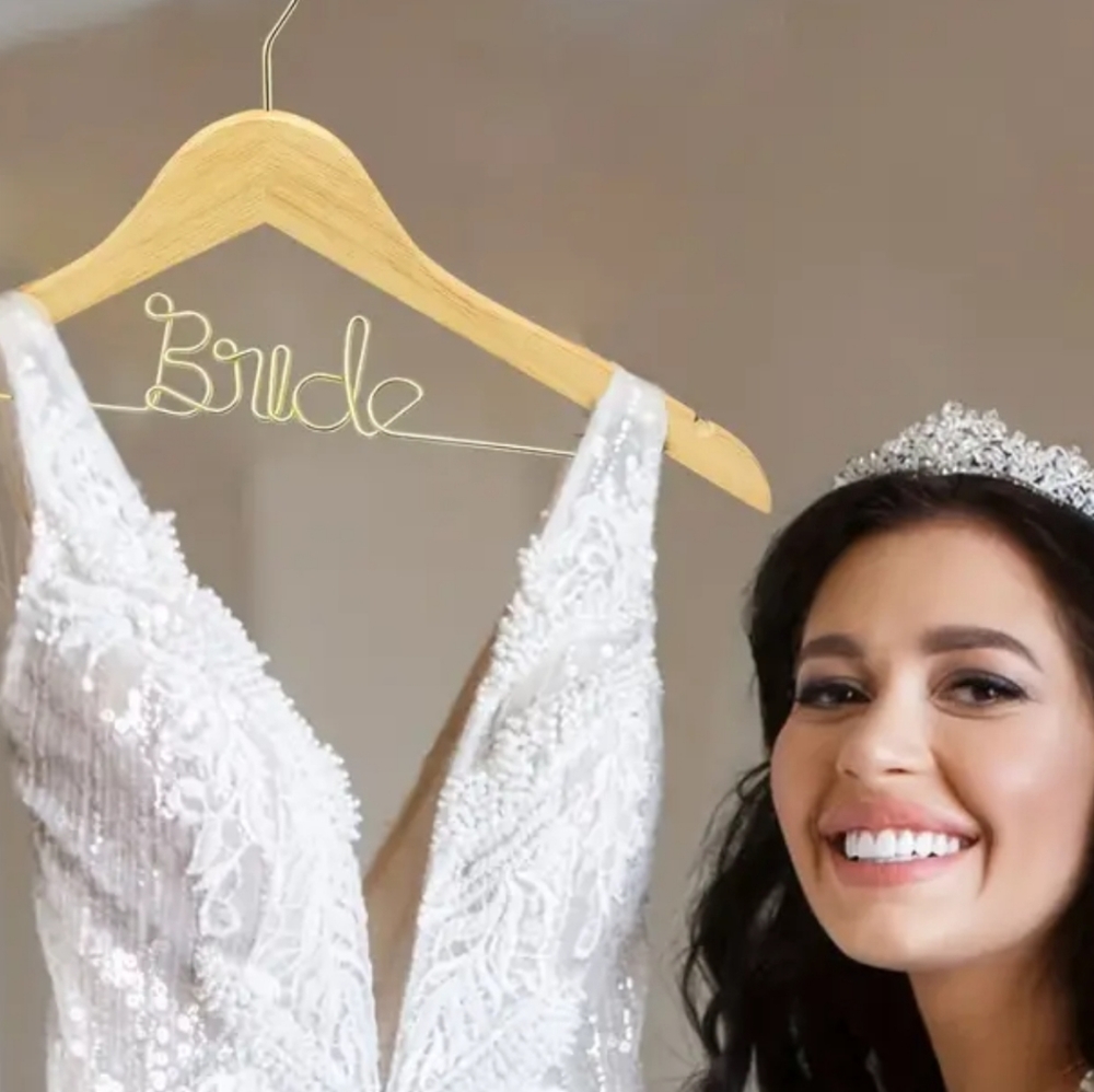 Brides wedding dress hanger